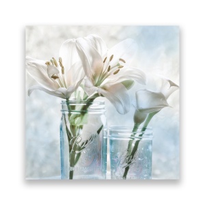 Tablou Canvas - Floral, Flori, Vaza, Crin, Alb, 60 x 60 cm