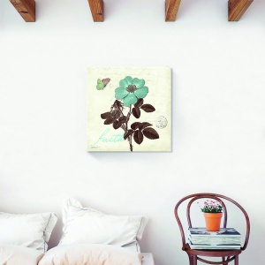 Tablou decorativ floral cu fluturi pe canvas 60x60 cm