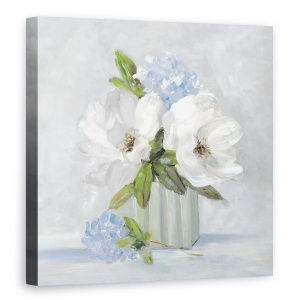 Tablou canvas - Flori, Albastru, Alb, Flori Jucause, Pictura, 60 x 60 cm