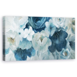 Tablou canvas - Flori, Albastru si Alb, Pictura, 50 x 100 cm