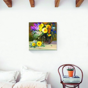 Tablou canvas flori multicolor 60x60 cm