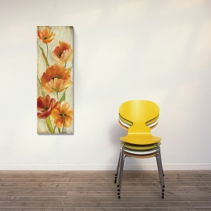 Tablou decorativ canvas flori de maci portocalii 30x90 cm