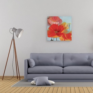 Tablou canvas - Flori, Flori, Maci, Rosu, Galben, Pictura, 60 x 60 cm - Img 2