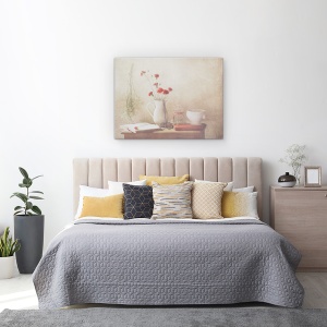 Tablou canvas - Florile Rosii, Natura Moarta, Flori, Floare, Buchet, Foarfece, 60 x 80 cm - Img 3
