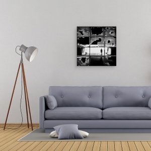 Tablou canvas - Fracturi, Fereastra, Alb-Negru, Rupt, Figura, Persoana, 90 x 90 cm - Img 2