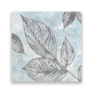 Tablou Canvas - Frunze, Alb-Albastru, 60 x 60 cm