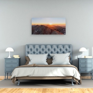 Tablou canvas - Fugind Pe Creasta, Creasta, Rasarit De Soare, Stol, Munte, Om, 50 x 100 cm - Img 3