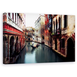 Tablou canvas - Gondolierul, Venetia, Rosu, Italia, Arhitectura, Gondolier, 50 x 80 cm