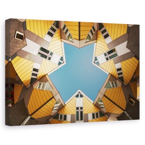 Tablou canvas - Imbratisand Cerul Albastru, Arhitectura, Rotterdam, Piet Blom, Cub, Case, 60 x 90 cm