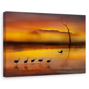 Tablou canvas - In Asteptarea Ta, Lac, Macara, Pasare, 60 x 90 cm
