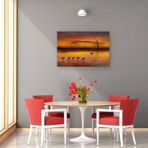 Tablou canvas - In Asteptarea Ta, Lac, Macara, Pasare, 60 x 90 cm - Img 4
