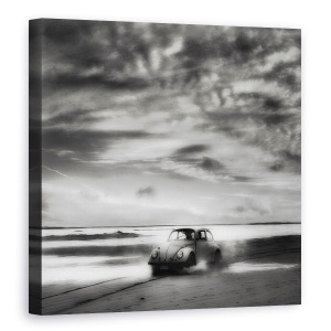 Tablou canvas - Inapoi In Viitor, Volkswagen, Plimbare, Tarm, Monocrom, Belgia, 60 x 60 cm
