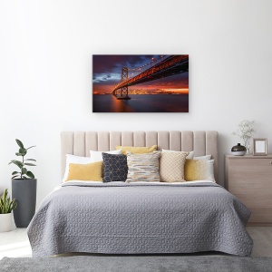 Tablou Canvas - Incendiu Peste San Francisco, Golden Gate, Cer, Apus De Soare, 50 x 80 cm - Img 3
