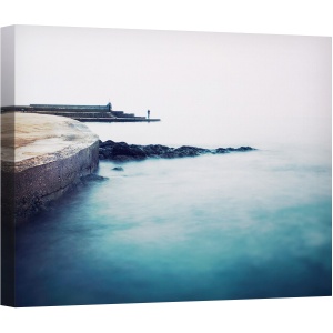 Tablou canvas - Inceputul Sfarsitului, Mare, Barbat, Stanca, Curba, Flux, Albastru, 75 x 100 cm