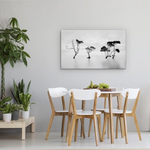 Tablou canvas - Inec, Peisaj Marin, Copac, Alb-Negru, Apa, 50 x 80 cm - Img 4