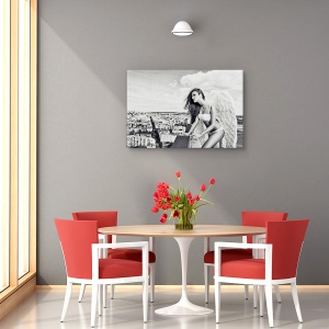 Tablou canvas - inger, Portret, Femeie, Aripi, Acoperis, 40 x 60 cm - Img 4