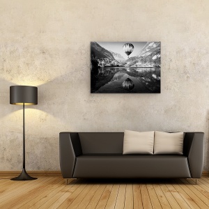 Tablou canvas - La Mongolfiera, Lac, Munti, Balon, Peisaj, Reflectie, 60 x 80 cm - Img 2