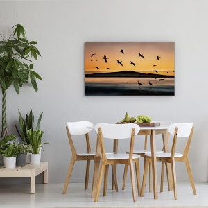 Tablou Canvas - Lac, Apus De Soare, Zbor, Mexico, Sua, Pasare, 50 x 80 cm - Img 4
