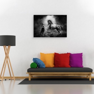 Tablou canvas - Legatura Dintre Noi, Cal, Poveste, Armasar, Intuneric, 60 x 90 cm - Img 2