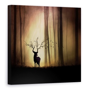Tablou canvas - Legendele Toamnei, Padure, Toamna, Animal, Umbra, Silueta, 90 x 90 cm