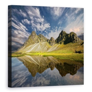 Tablou canvas - Liniste, Peisaj, Cer, Nori, Munte, Islanda, 60 x 60 cm