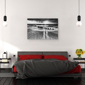 Tablou canvas - Lumina Calda A Soarelui, Plaja, Surf, Vapor, Epava, Soare, 60 x 90 cm - Img 3