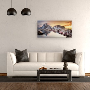 Tablou canvas - Lumina Diminetii In Reine, Peisaj, Lofoten, Coasta, 50 x 100 cm - Img 2