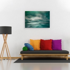 Tablou canvas - Lumini Nordice De Iarna, Abstract, Apa, Fum, Turcoaz, 60 x 90 cm - Img 2