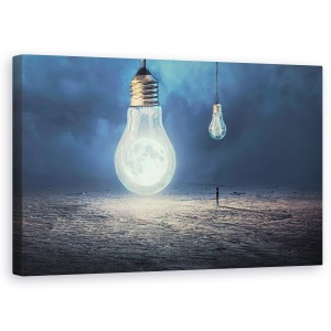 Tablou canvas - Luna Ca O Lampa, Editare Creativa, Bec, Becuri, Idee, Idei, 50 x 80 cm