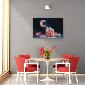 Tablou canvas - Luna De Iarna, Turta Dulce, Craciun, Prajitura, 80 x 120 cm - Img 4