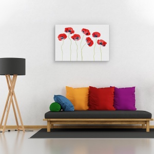 Tablou canvas - Maci si buburuze, Natura moarta, Rosu, Flori, Simplu, 80 x 120 cm - Img 2
