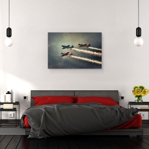 Tablou canvas - Masinile Alea Zburatoare, Vechi, Vintage, Trasee, Avioane, Contrail, 60 x 90 cm - Img 3
