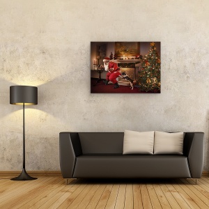 Tablou canvas - Mos Craciun A Fost Prins, Sarbatori Fericite, 60 x 80 cm - Img 2