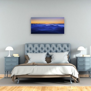 Tablou Canvas - Muntii Misty, Peisaj, Albastru, Seara, Apus De Soare, Ceata, Strat, 50 x 100 cm - Img 4