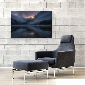 Tablou decorativ peisaj natură cu lac și munte pe canvas