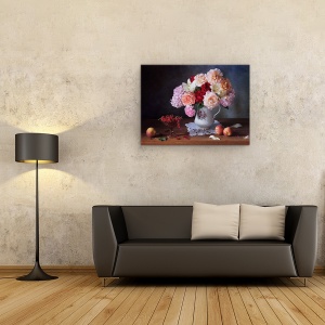 Tablou Canvas - Natura Moarta Cu Trandafiri si Fructe De Padure, 60 x 80 cm - Img 2