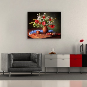Tablou Canvas - Natura Moarta Cu Un Buchet De Flori De Lunca, 40 x 50 cm - Img 2
