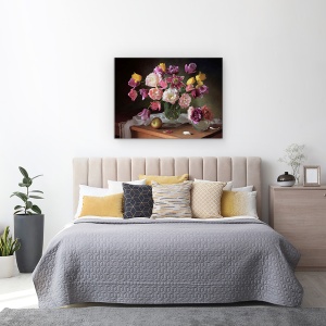Tablou Canvas - Natura Moarta Cu Un Buchet De Lalele, 60 x 80 cm - Img 3