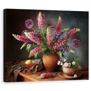 Tablou Canvas - Natura Moarta Cu Un Buchet De Lupin, 40 x 50 cm