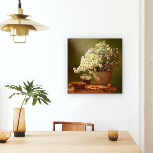 Tablou Canvas - Natura Moarta Cu Un Cos De Flori Salbatice, 90 x 90 cm - Img 4
