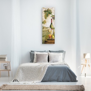Tablou canvas - Natura Moarta, Vin, Struguri, Peisaj, Natura, Pictura, 30 x 90 cm - Img 3