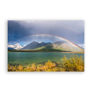 Tablou Canvas - Natura, Peisaj, Padure, Lac, Munte, Curcubeu, 60 x 90 cm