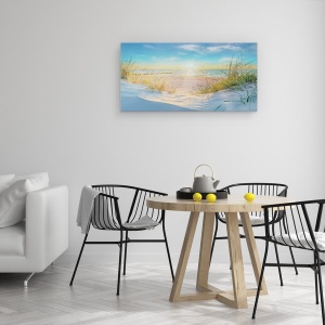 Tablou canvas - Natura, Peisaj, Plaja, Apus De Soare, Plante, 50 x 100 cm - Img 4