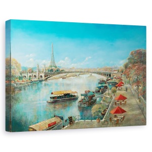Tablou canvas - Natura, Peisaj, Rau, Barci, Pictura, 40 x 60 cm