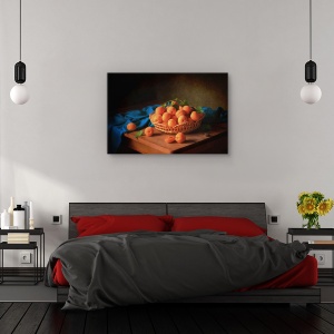 Tablou canvas - Natura statica cu caise, Natura moarta, Caise, Rustic, Cos De Fructe, 40 x 60 cm - Img 3