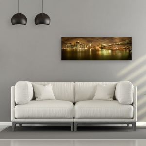 Tablou canvas - New York Skyline, Cer, Panorama, Oras, Noapte, Peisaj Urban, 30 x 90 cm - Img 2