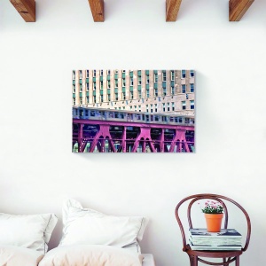tablou decorativ canvas New York cu tren pe pod 60x90 cm