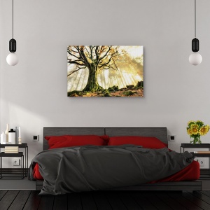 Tablou canvas - Noiembrie, Flori, Galben, Copac, Soare, 60 x 90 cm - Img 3