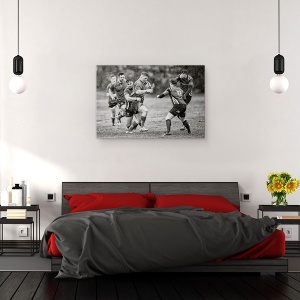 Tablou canvas - Nu Ma Pot Uita, Fotbal, Rugby, Minge, Alb-Negru, Sport, 40 x 60 cm - Img 3