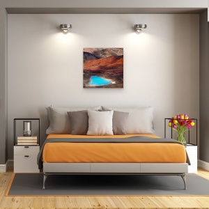 Tablou canvas - O Inima Albastra, Munti, Mare, Platou, Rosu, 60 x 60 cm - Img 3